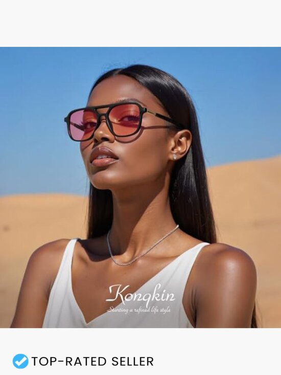 Retro Aviator Sunglasses Polarized Vintage Rectangle Trendy UV Protection main image 5